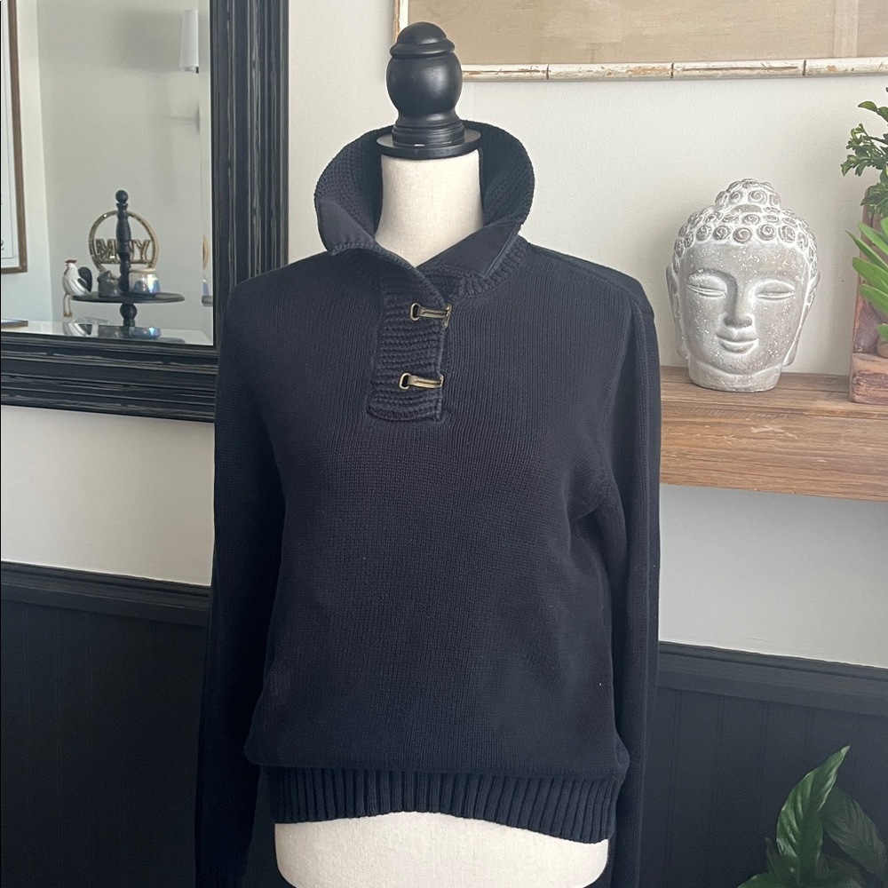 VINTAGE Ralph Lauren Navy Knit Sweater with Brass Closures